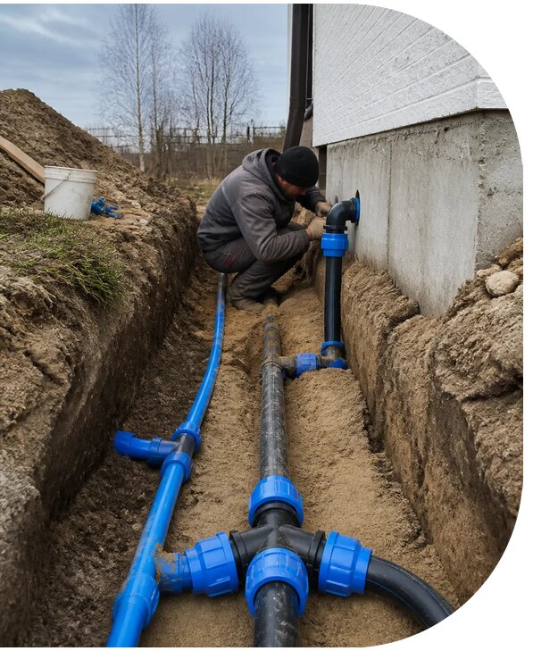 Монтаж наружного водопровода на участке под ключ в Муравленке